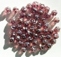 50 6mm Transparent Amethyst Lustre Ruffled Round Beads
